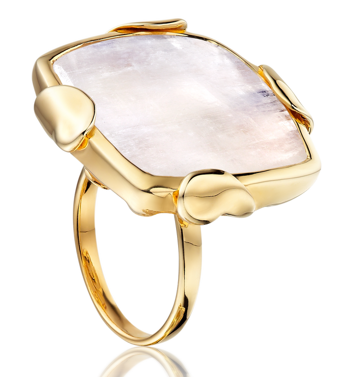 Gold Vermeil Lace Square ring - Monica Vinader