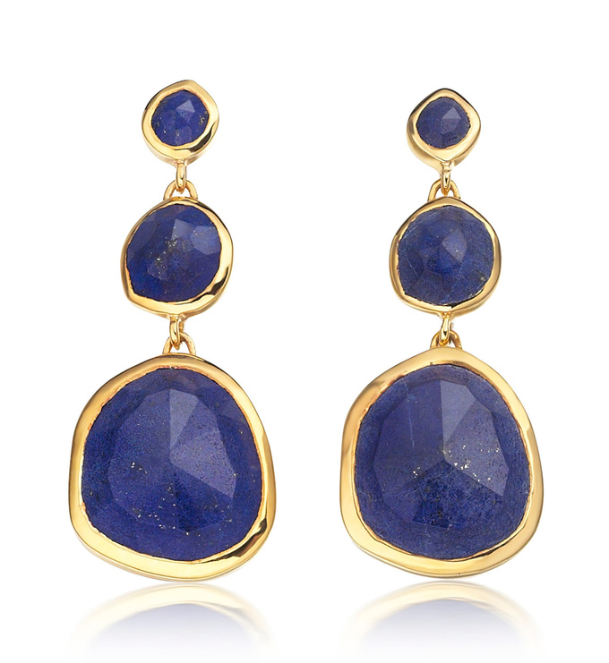 Gold Vermeil Siren Small Cocktail Earrings - Lapis - Monica Vinader