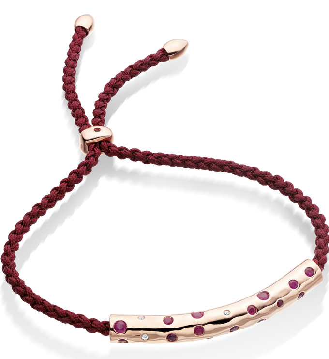 Rose Gold Vermeil Esencia Scatter Friendship Bracelet - Ruby - Monica Vinader