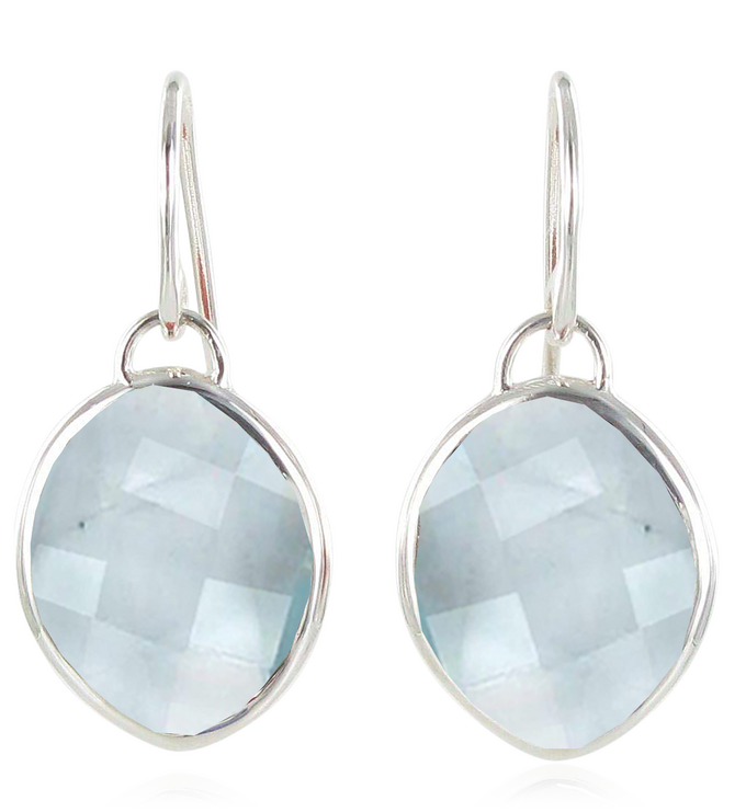 Sterling Silver Small Nugget Earrings - Swiss Blue Quartz - Monica Vinader