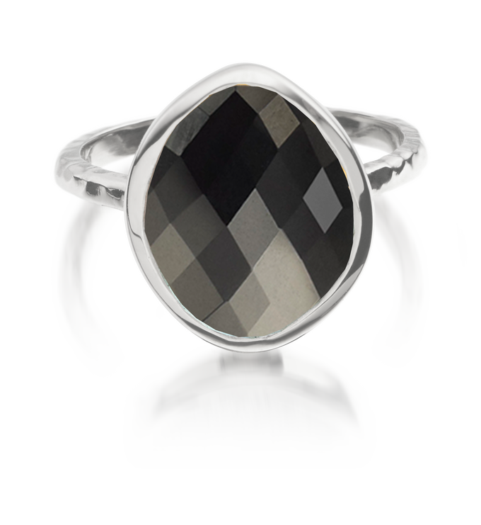 Sterling Silver Nugget Ring - Small - Black Onyx - Monica Vinader