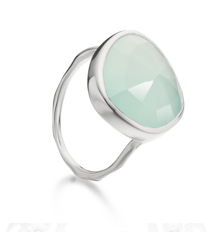 Sterling Silver Siren Ring - Aqua Chalcedony - Monica Vinader