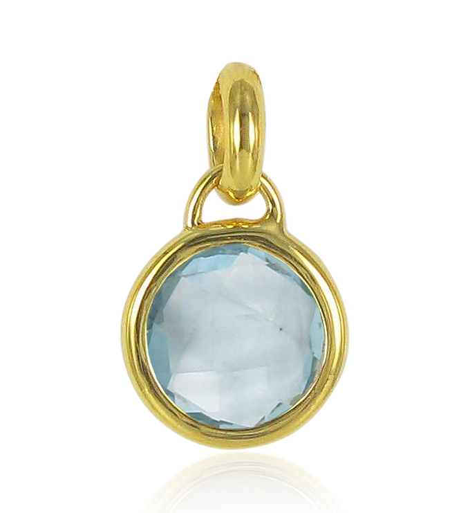 Gold Vermeil Luna Mini Pendant Charm - Swiss Blue Quartz - Monica Vinader