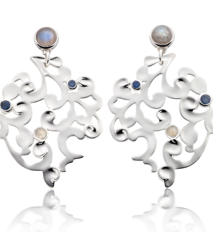 Sterling Silver Lace Cocktail Earrings - Blue Sapphire - Monica Vinader