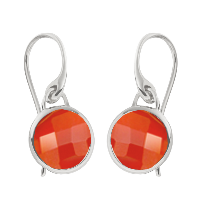 Sterling Silver Mini Luna Earrings - Carnelian - Monica Vinader