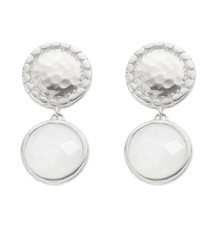 Sterling Silver Mini Luna Stud Earring - Moonstone - Monica Vinader