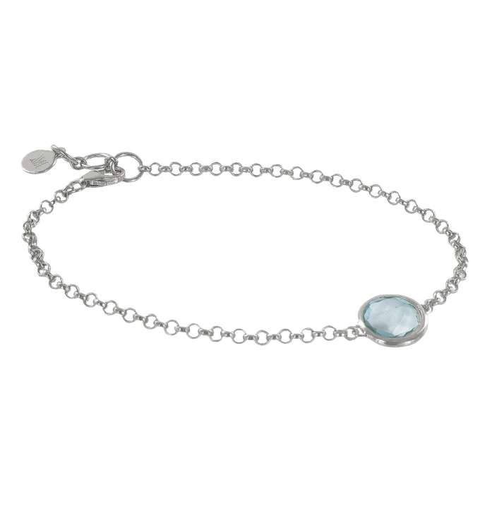 Sterling Silver Mini Luna Bracelet - Swiss Blue Quartz - Monica Vinader