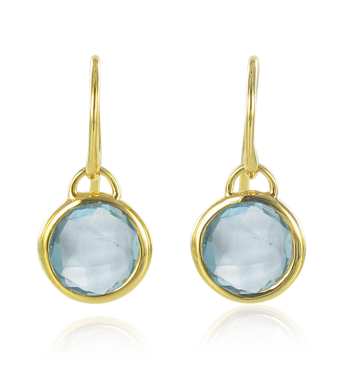 Gold Vermeil Mini Luna Earrings - Swiss Blue Quartz - Monica Vinader