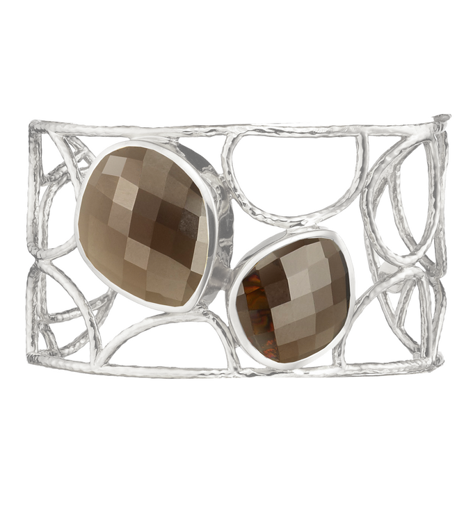 Sterling Silver Nugget Cuff - Smoky Quartz - Monica Vinader