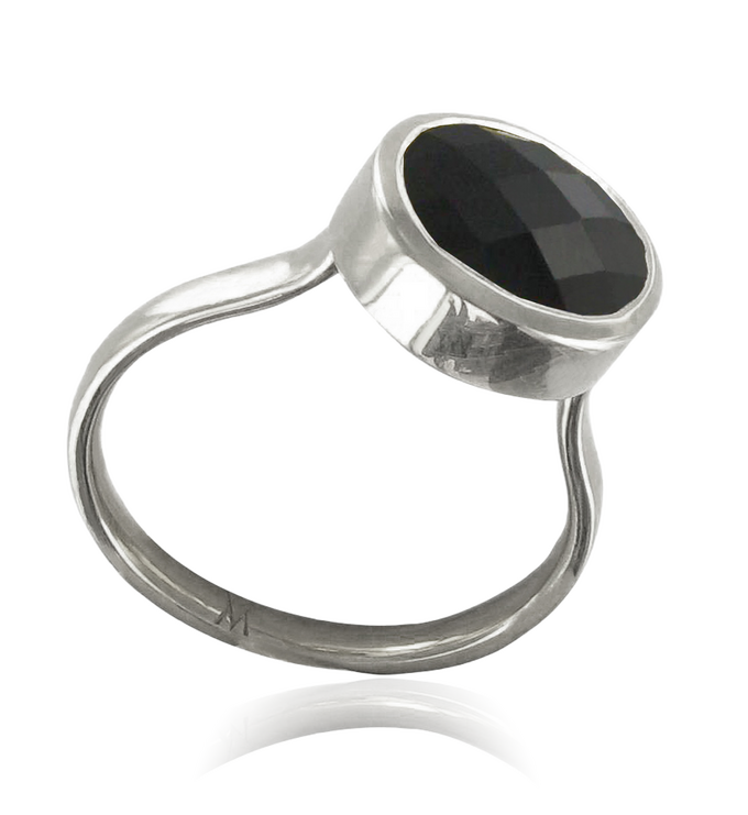 Sterling Silver Candy Oval Ring - Black Onyx - Monica Vinader
