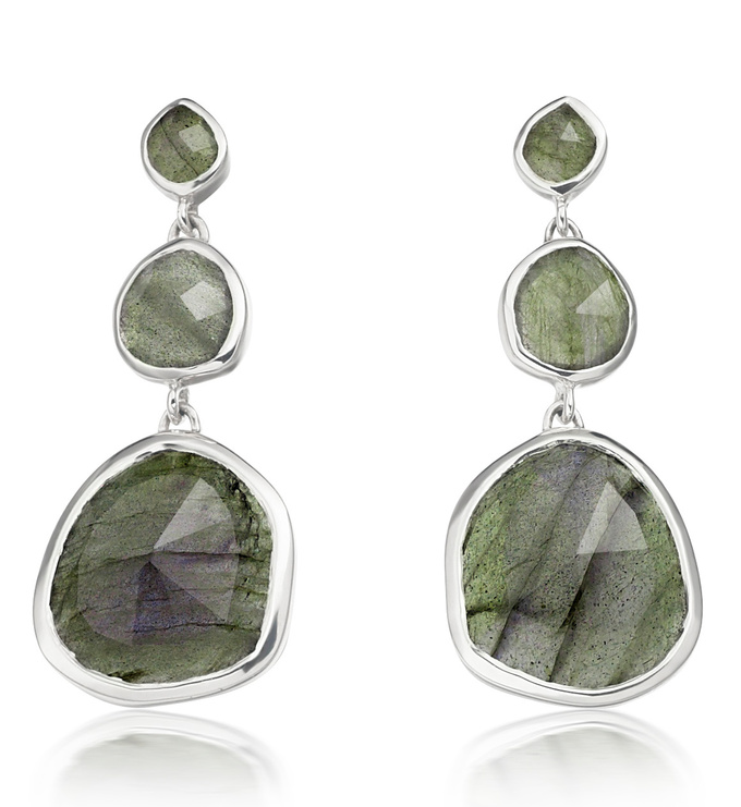 Sterling Silver Siren Small Cocktail Earrings - Labradorite - Monica Vinader