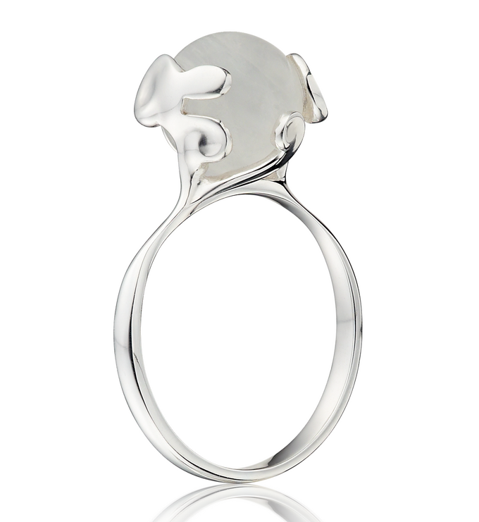 Sterling Silver Lace Stacking Ring - Moonstone - Monica Vinader