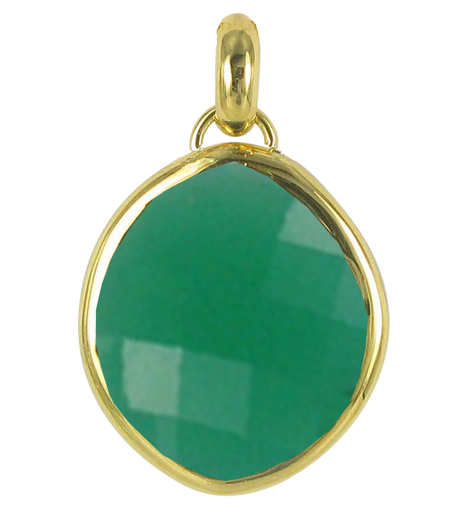 Gold Vermeil Nugget Large Pendant Charm - Green Onyx - Monica Vinader