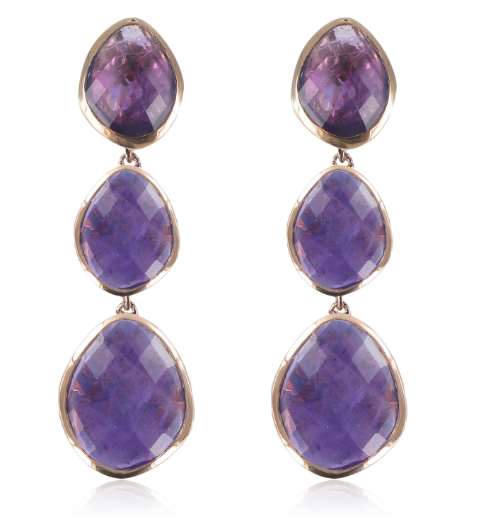 Rose Gold Vermeil Nugget Cocktail Earrings - Amethyst - Monica Vinader