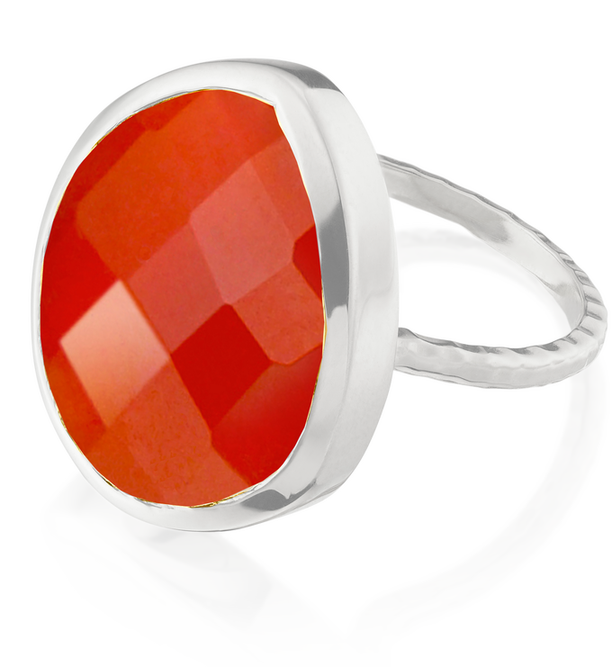 Sterling Silver Nugget Ring - Large - Carnelian - Monica Vinader