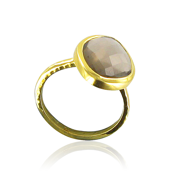 Gold Vermeil Nugget Ring - Small - Smoky Quartz - Monica Vinader