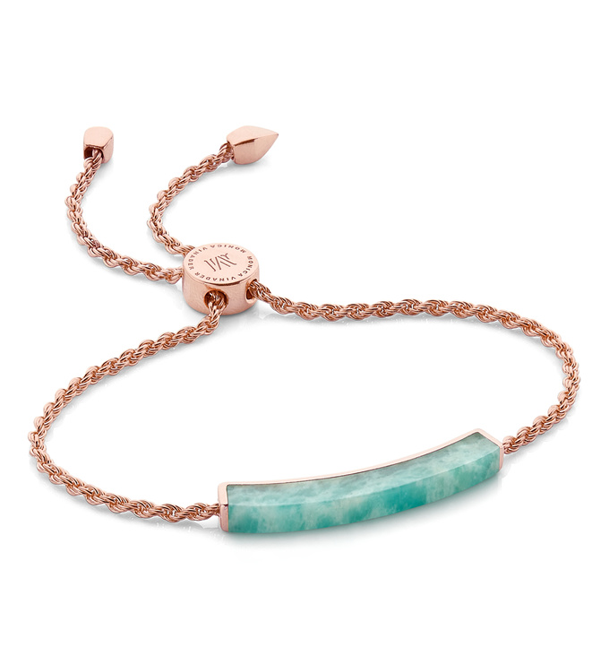 Rose Gold Vermeil Linear Stone Bracelet - Amazonite - Monica Vinader