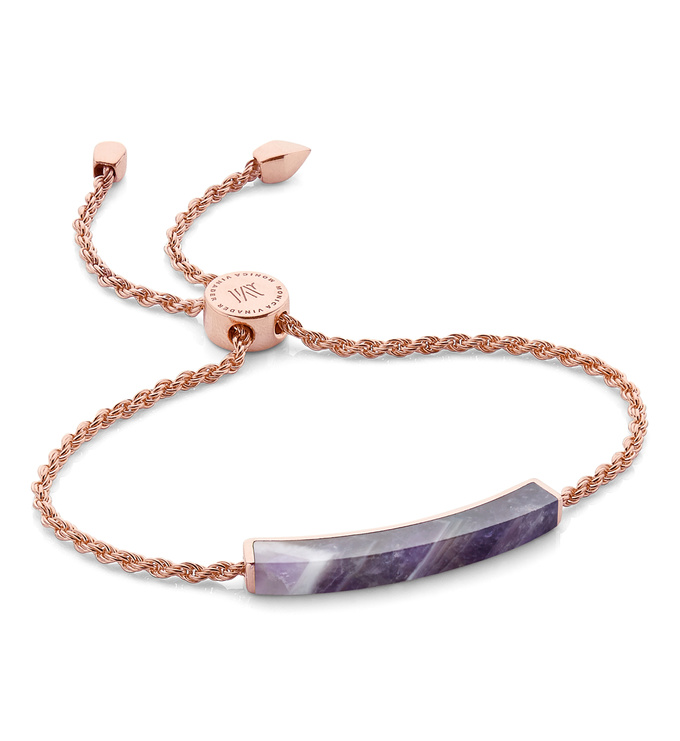 Rose Gold Vermeil Linear Stone Bracelet - Amethyst - Monica Vinader