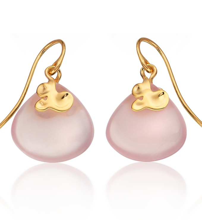 Gold Vermeil Lace Teardrop Earrings - Rose Quartz - Monica Vinader