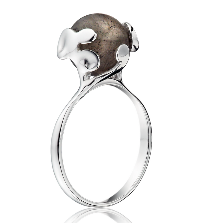 Sterling Silver Lace Stacking Ring - Labradorite - Monica Vinader