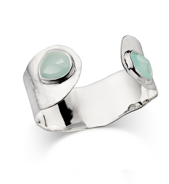 Sterling Silver Siren Cuff - Aqua Chalcedony - Monica Vinader