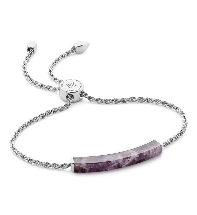 Sterling Silver Linear Stone Bracelet - Amethyst - Monica Vinader