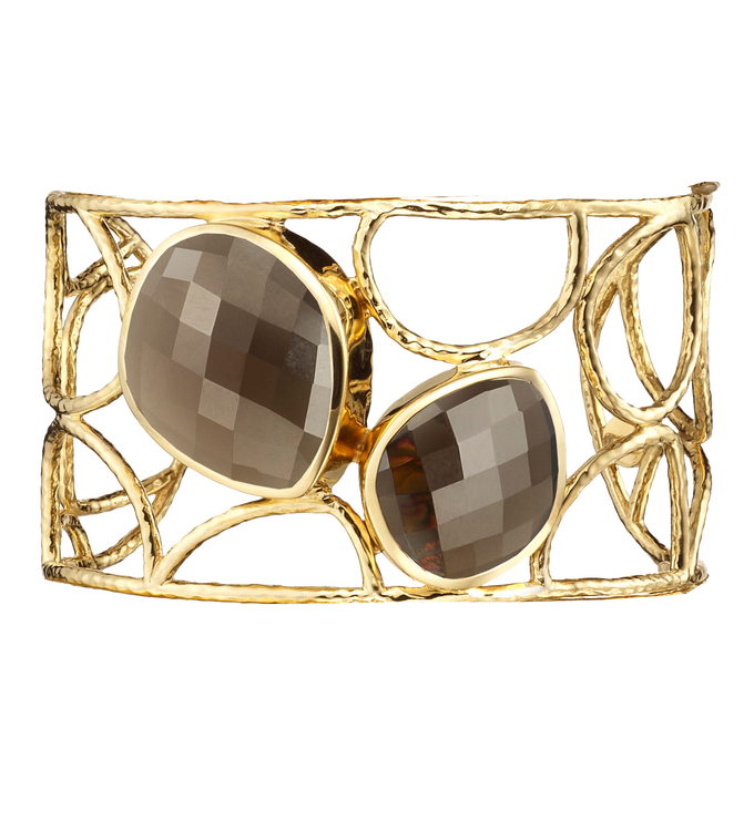 Gold Vermeil Nugget Cuff - Smoky Quartz - Monica Vinader
