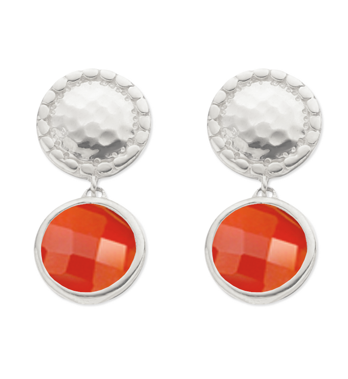 Sterling Silver Mini Luna Stud Earring - Carnelian - Monica Vinader