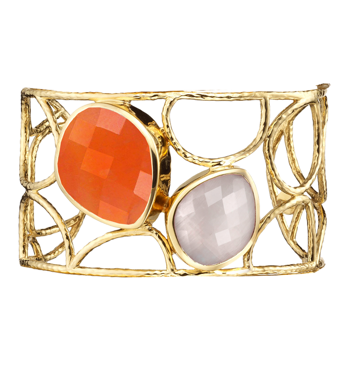 Gold Vermeil Nugget Cuff - Carnelian - Monica Vinader