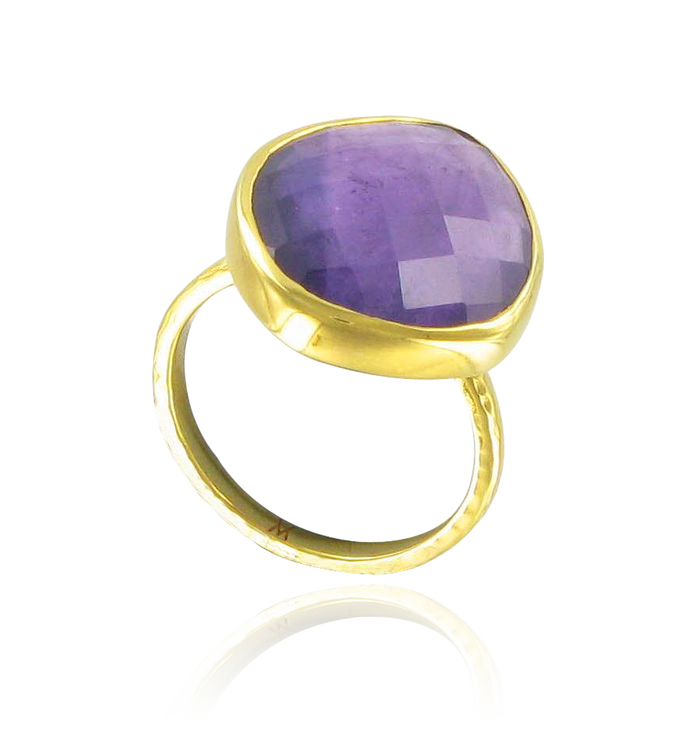 Gold Vermeil Nugget Ring - Large - Amethyst - Monica Vinader