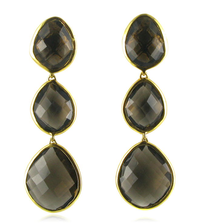 Gold Vermeil Nugget Cocktail Earrings - Smoky Quartz - Monica Vinader