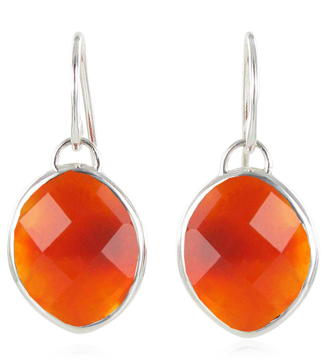 Sterling Silver Small Nugget Earrings - Carnelian - Monica Vinader