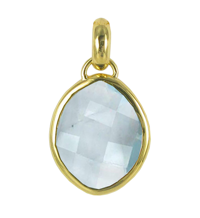 Gold Vermeil Nugget Small Pendant Charm - Swiss Blue Quartz - Monica Vinader