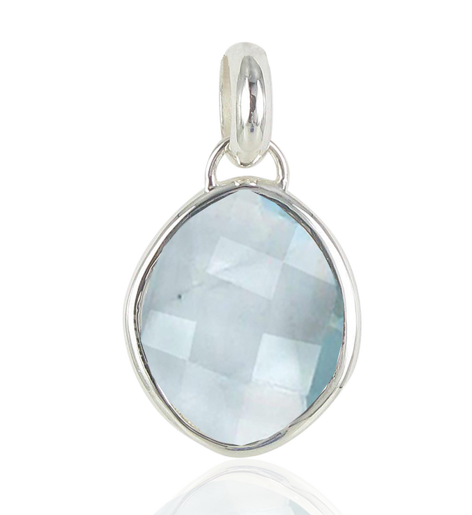 Sterling Silver Nugget Small Pendant Charm - Swiss Blue Quartz - Monica Vinader