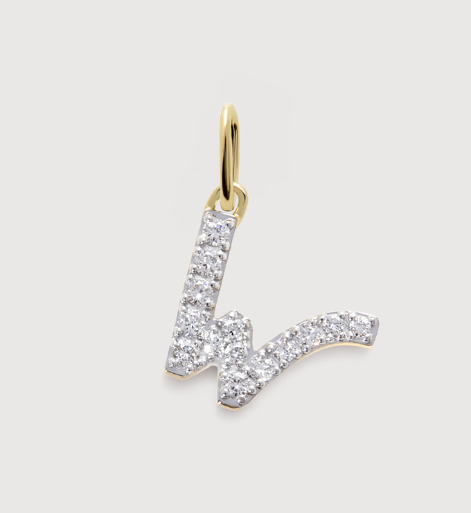 Gold Lab Grown Diamond Initial W Pendant Charm  - Lab Grown Diamond - Monica Vinader