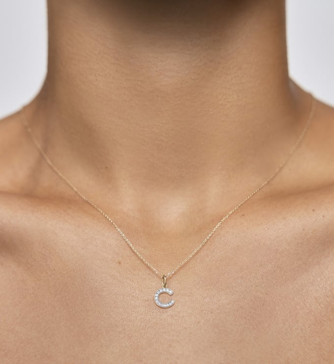 Lab Grown Diamond Initial C Necklace Set - Monica Vinader