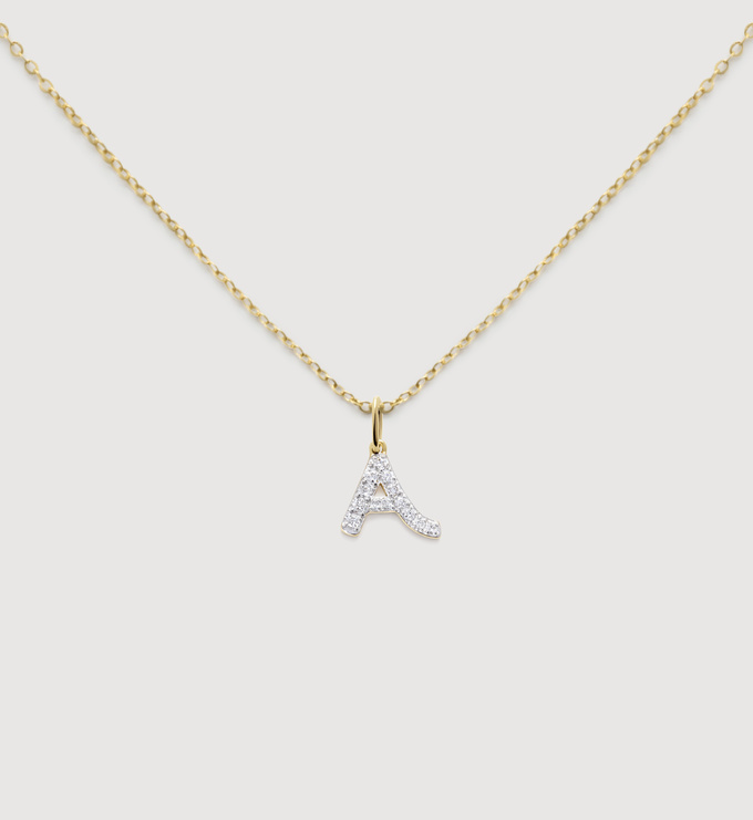 Lab Grown Diamond Initial A Necklace Set - Monica Vinader