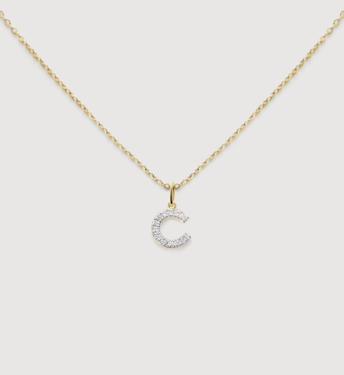 Lab Grown Diamond Initial C Necklace Set - Monica Vinader