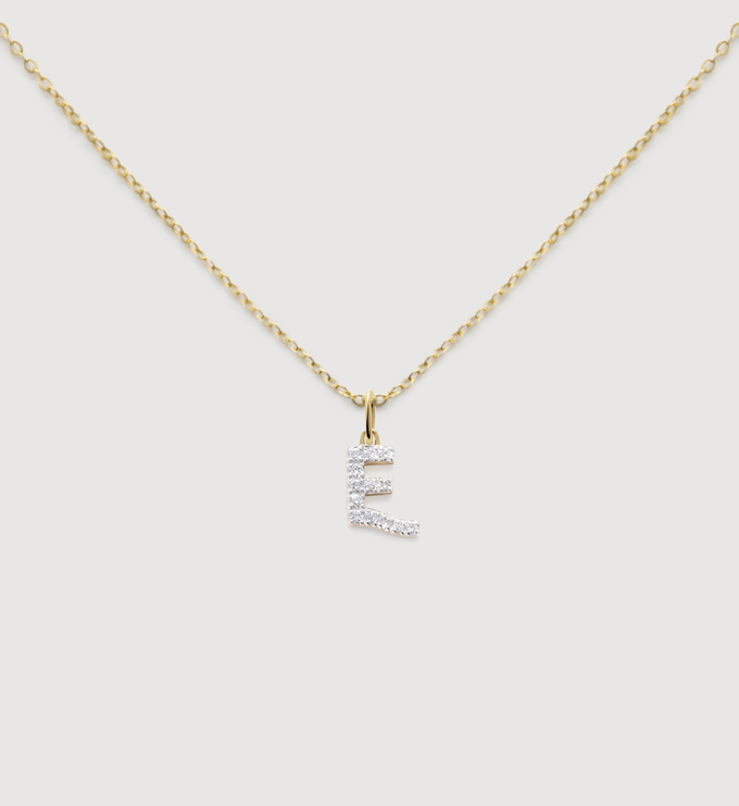 Lab Grown Diamond Initial E Necklace Set - Monica Vinader