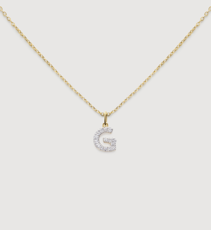 Lab Grown Diamond Initial G Necklace Set - Monica Vinader
