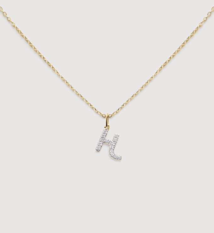 Lab Grown Diamond Initial H Necklace Set - Monica Vinader