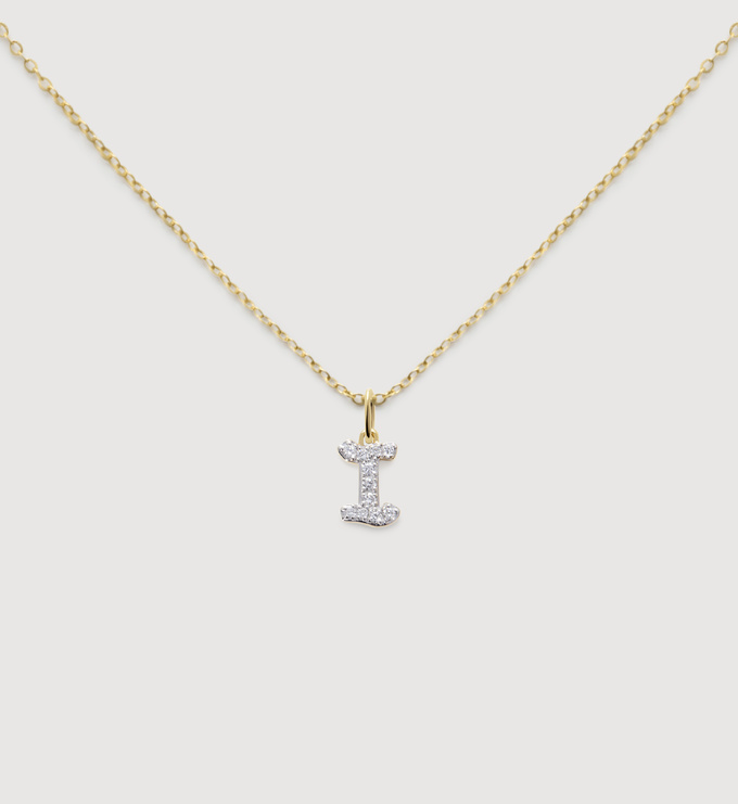 Lab Grown Diamond Initial I Necklace Set - Monica Vinader