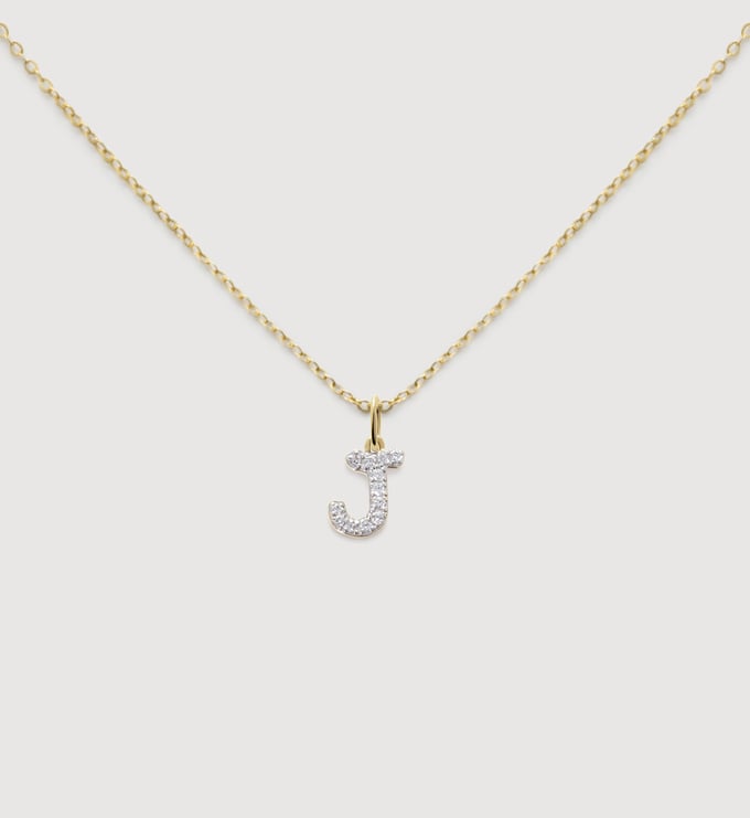 Lab Grown Diamond Initial J Necklace Set - Monica Vinader