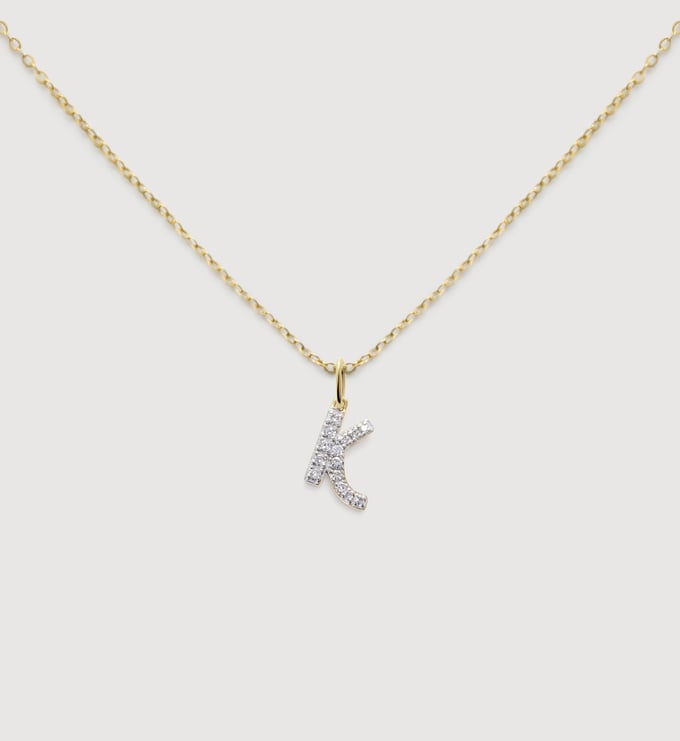 Lab Grown Diamond Initial K Necklace Set - Monica Vinader
