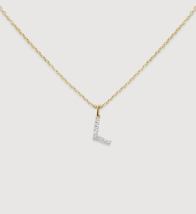 Lab Grown Diamond Initial L Necklace Set - Monica Vinader