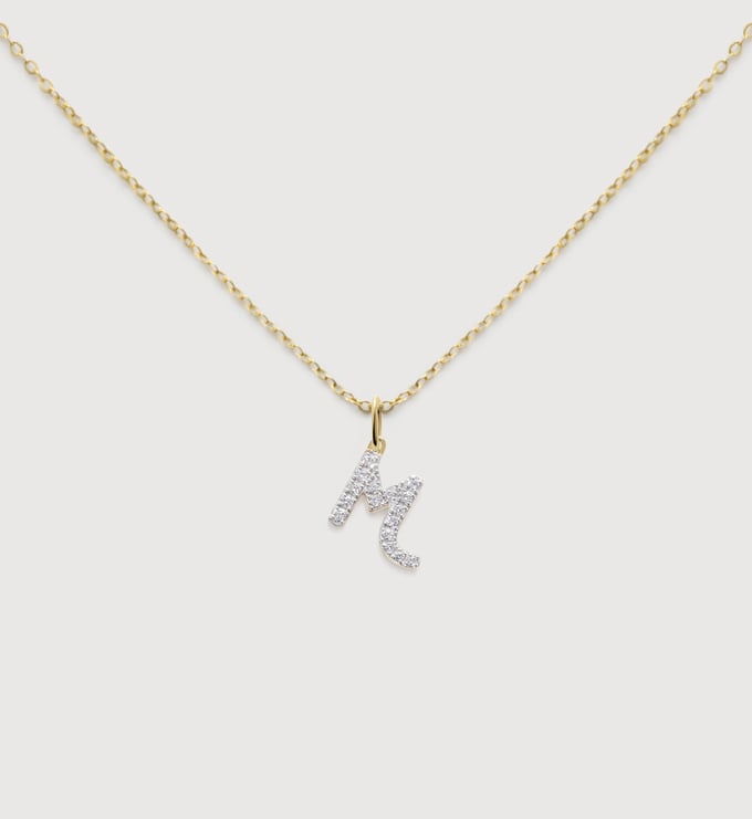 Lab Grown Diamond Initial M Necklace Set - Monica Vinader