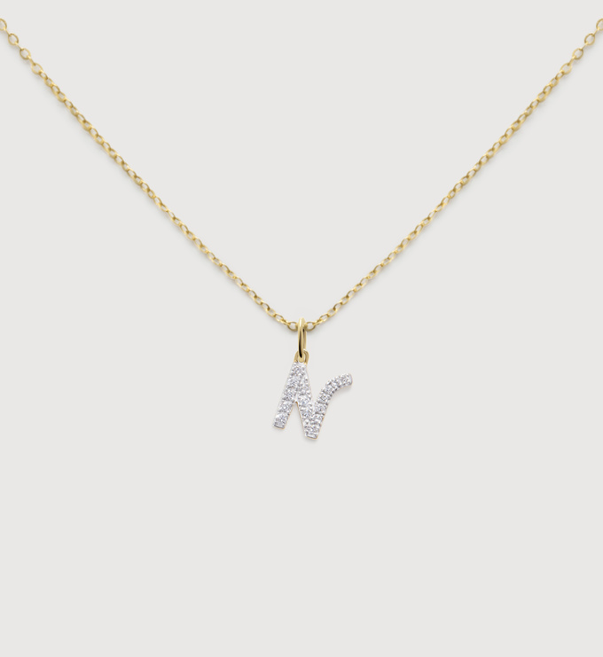 Lab Grown Diamond Initial N Necklace Set - Monica Vinader