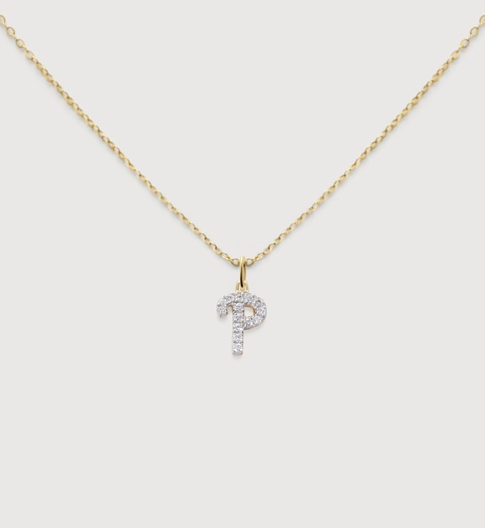Lab Grown Diamond Initial P Necklace Set - Monica Vinader