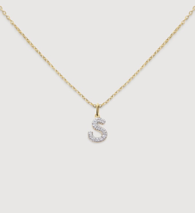 Lab Grown Diamond Initial S Necklace Set - Monica Vinader