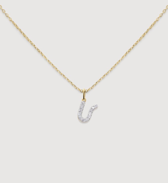 Lab Grown Diamond Initial U Necklace Set - Monica Vinader